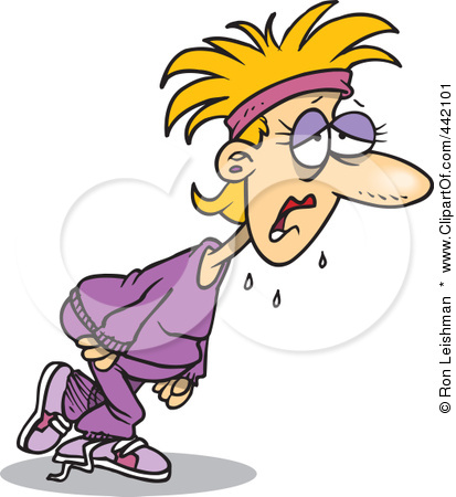 442101-Royalty-Free-RF-Clip-Art-Illustration-Of-A-Cartoon-Sweaty-Woman-Exercising-For-Her-New-Year-Resolution